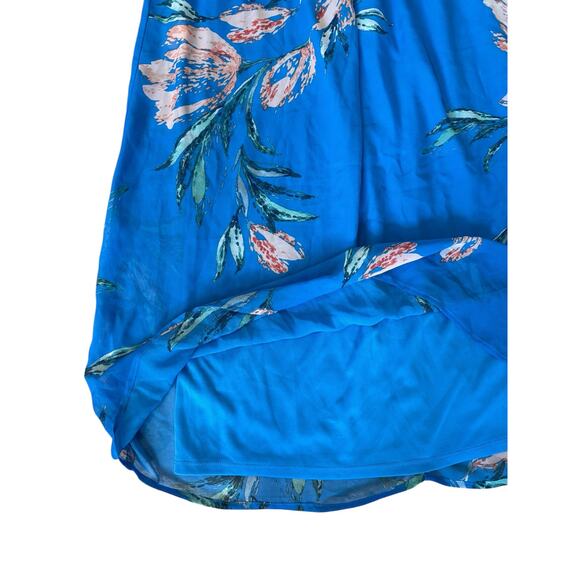 Jodi Kristopher Blue Floral Maxi Dress M Off Shoulder Flutter Sleeve Boho Summer - Picture 5 of 7